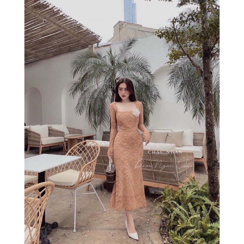 ĐẦM TAY DÀI ĐUÔI CÁ CÀI HOA