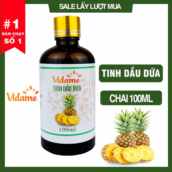 [TRỢ GIÁ] 100ML Tinh Dầu Dứa Thơm VIDAME - Hàng Công Ty Nhập Khẩu Ấn, hương dứa (khóm) thơm, khử mùi, xông phòng