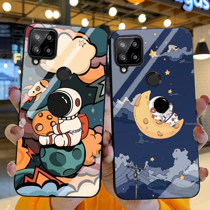Ốp Lưng REALME C12, C15 ,C25, C25S Ốp kính bóng cao cấp Phi Hành Gia