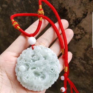 Mặt dây chuyền rồng tròn ngọc trắng kèm dây đeo cổ