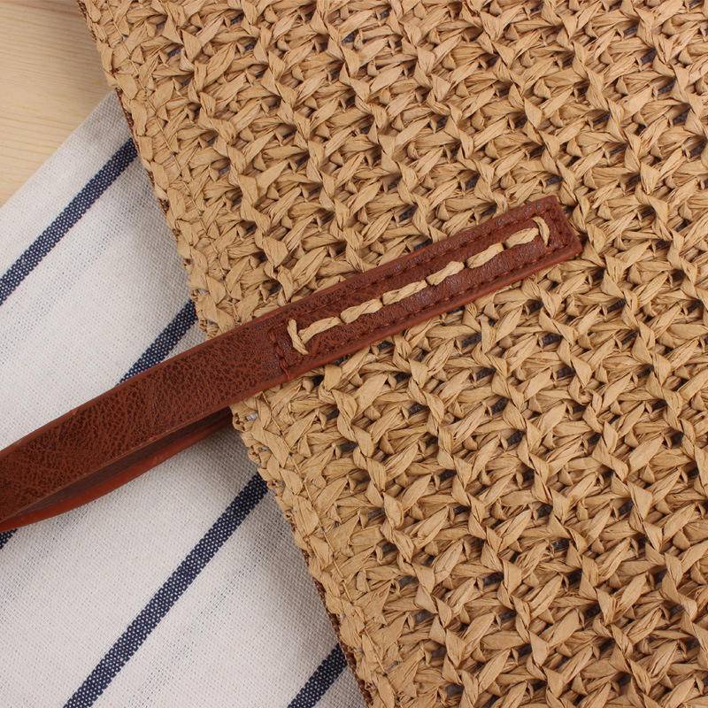 Túi Xách Đan Rơm Màu Trơn Thiết Kế Đơn Giản Phong Cách Nhật Hàn Thời Trang Cho Nữ