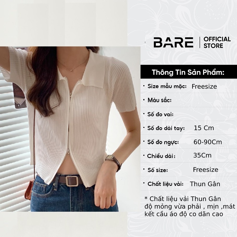 Áo croptop tay ngắn - áO CRT ôm cổ bẻ khóa kéo hai đầu AO026