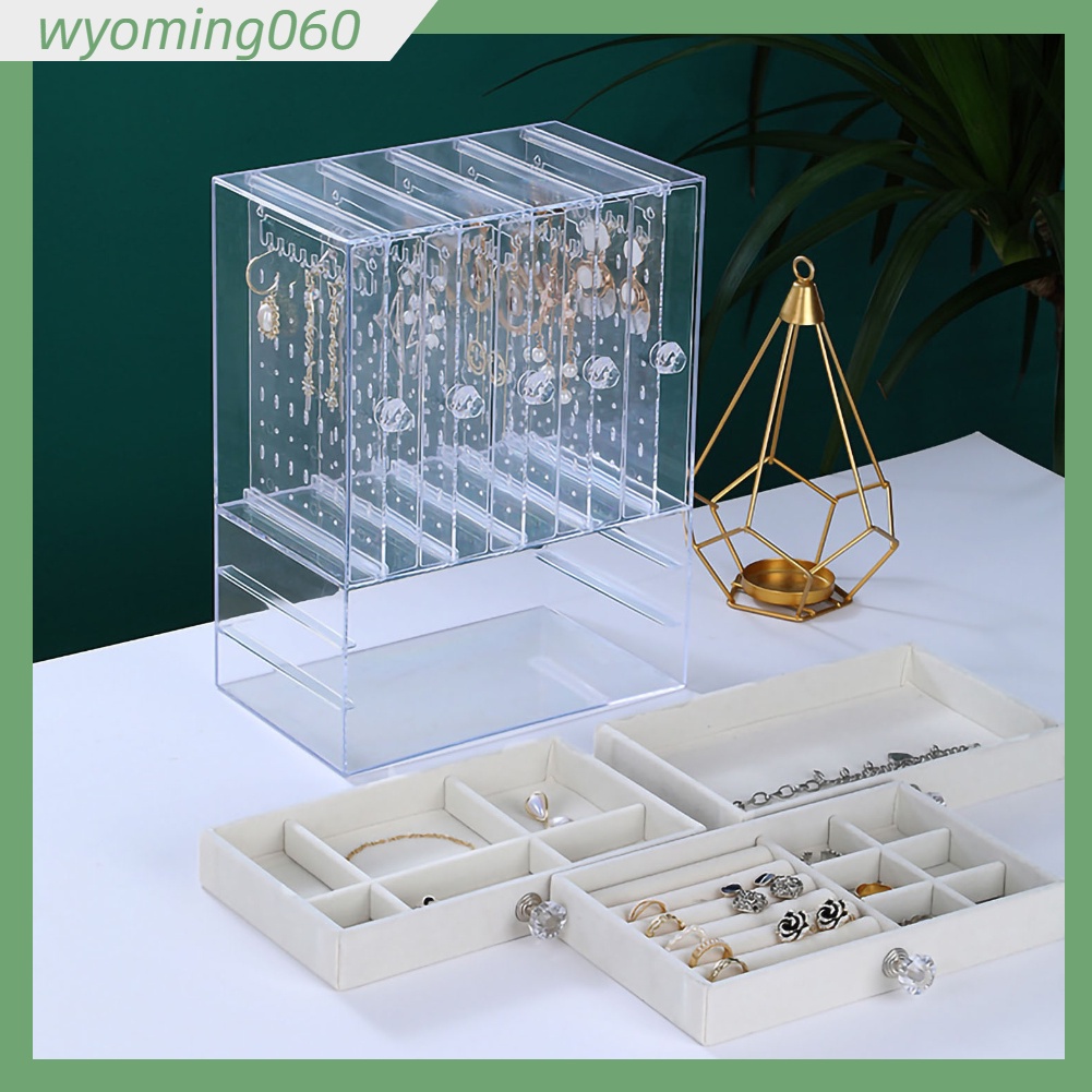 Wyoming060 Treo đồ trang sức Hộp tổ chức trưng bày rõ ràng Đế có ngăn kéo cho vòng cổ nhẫn bông tai