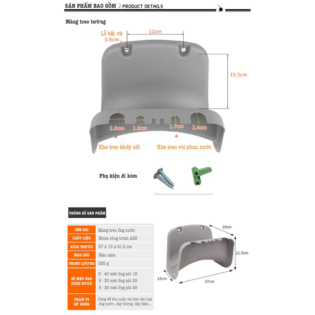 Giá treo ống nước LionKing HG268 - Cuộn từ 5 mét đến 30 mét ống nước phi 18