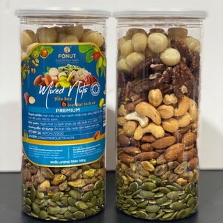 Mix hạt 6 loại nhân Macca, Hồ đào, Hạnh nhân, Điều, Dẻ cười, Bí xanh [500g]