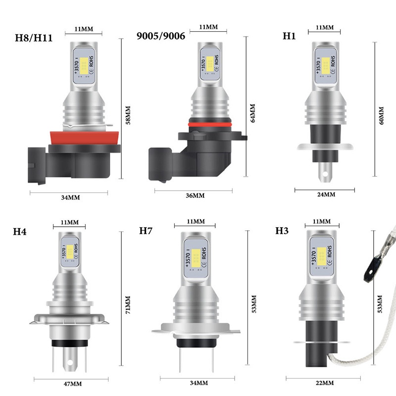 Đèn LED sương mù LYMOYO năng lượng cao H7 H1 H16 H11 H4 H8 80W 12000K 12000Lm 12V cho xe hơi