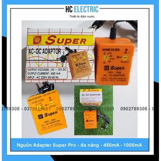 Nguồn adapter super pro - đa năng - 450ma - 1000ma
