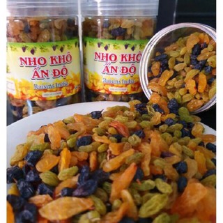 2 hũ nho khô mix 3 vị nho đen, nho xanh,nho vàng loại ngon -hũ 450gr