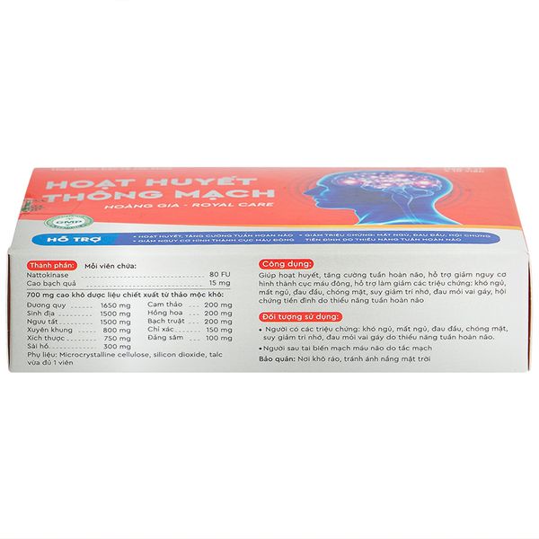 Viên Uống Tăng Cường Tuần Hoàn Não Hoạt Huyết Thông Mạch Hoàng Gia Royal Care 3X10