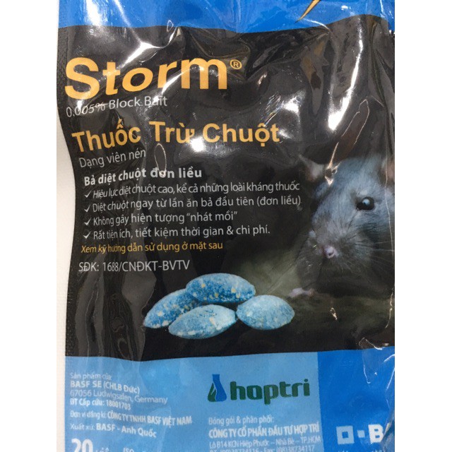 Thuốc diệt chuột Storm gói 20 viên nhập khẩu- chuyên dụng.