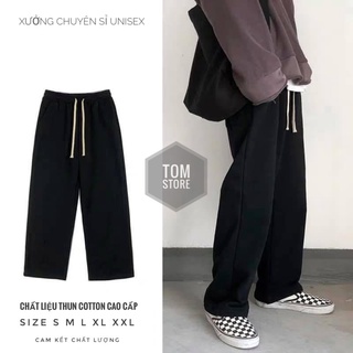 Quần thun đen ống rộng ống suông baggy nam nữ PHong cách unisex - vải co giãn tốt quần ulzzang