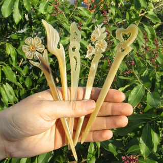 Trâm Cài Tóc Sừng Trâu, Bò Chạm Khắc Thủ Công Tinh Xảo ( TOKDODO)