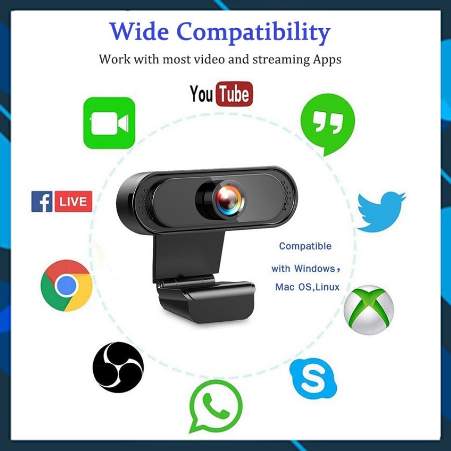 Webcam máy tính laptop livestream có Mic Full HD giá rẻ  chuyên dùng để học online, livestream, WC 1080p / 720p