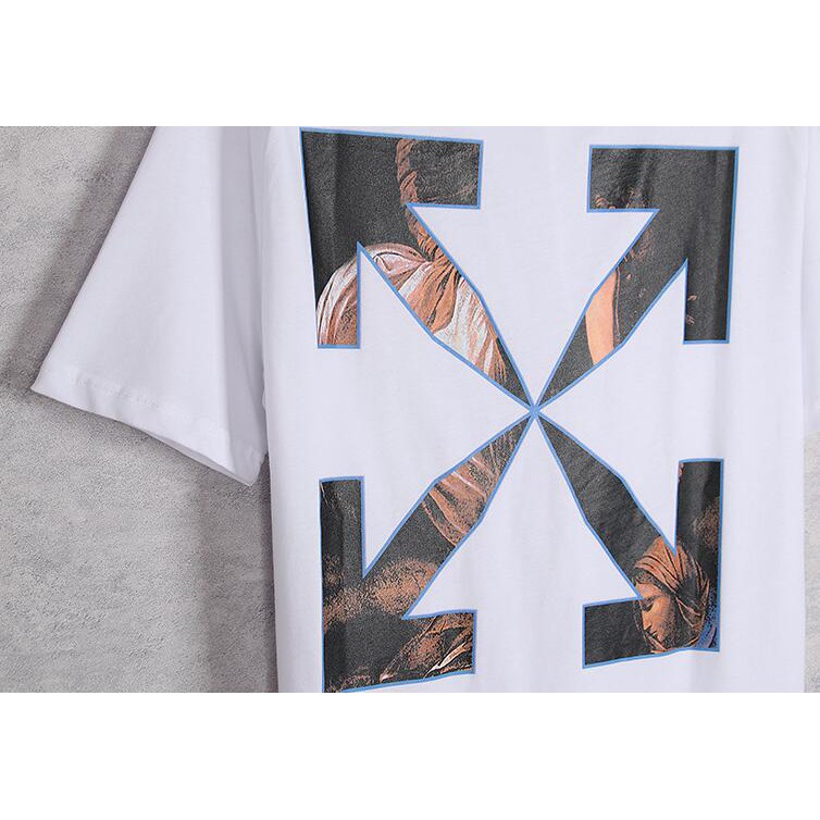 Áo thun trắng ngắn tay vải cotton in chữ thời trang