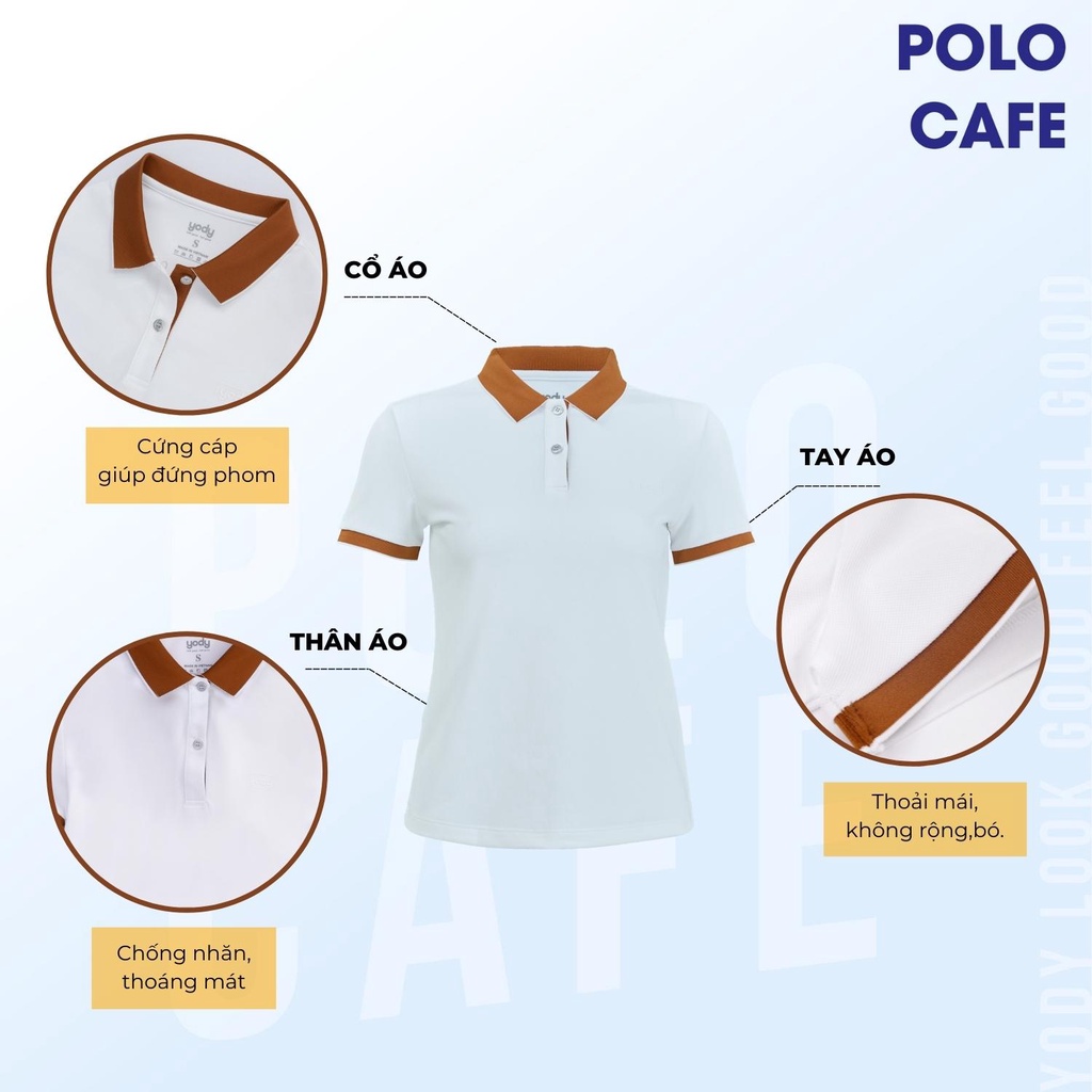 Áo Polo nữ YODY phông cộc tay, vải cotton cafe APN3700