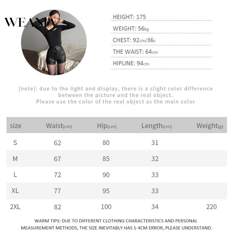 Quần Short Da PU Lưng Cao Phối Nút Size S-2XL Cho Nữ