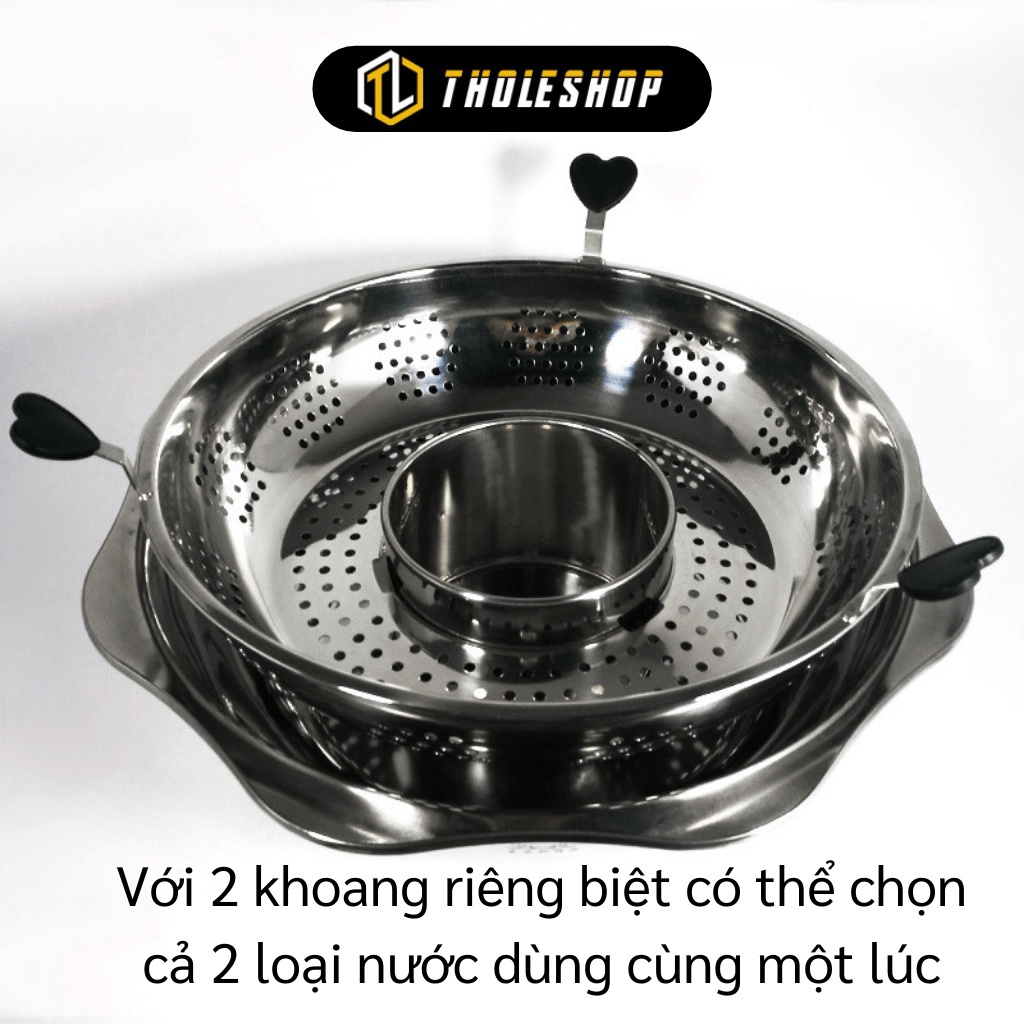 [SGD] Nồi Lẩu - Nồi Nấu Lẩu Inox Xoay 2 Tầng Lọc Đồ Ăn Và Nước, Dùng Bếp Gas Và Bếp Từ 9156