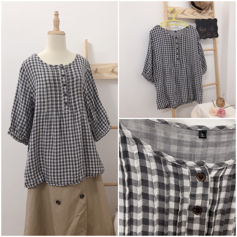 Sơ mi kẻ caro siêu đỉnh dưới 65 kg