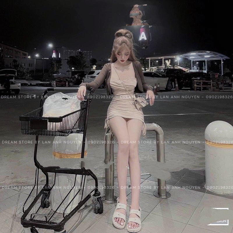 Set 2 món body nhún kèm khoác loại đẹp