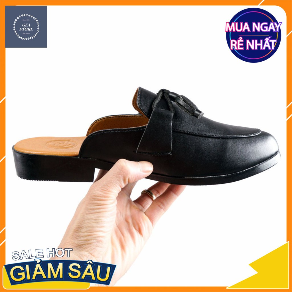 Giày sục nam phong cách trẻ trung, Sục nam cao cấp kết hợp nơ chất liệu da bò pu bền đẹp đế cao su đúc - Mã GEA26 | BigBuy360 - bigbuy360.vn