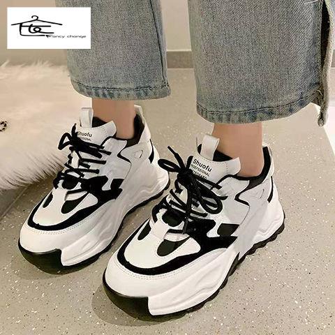 Bán Chạy ~ Niche Daddy Giày Thể Thao Đế Xuồng Dày Nâng Chiều Cao Thoải Mái Bốn Mùa