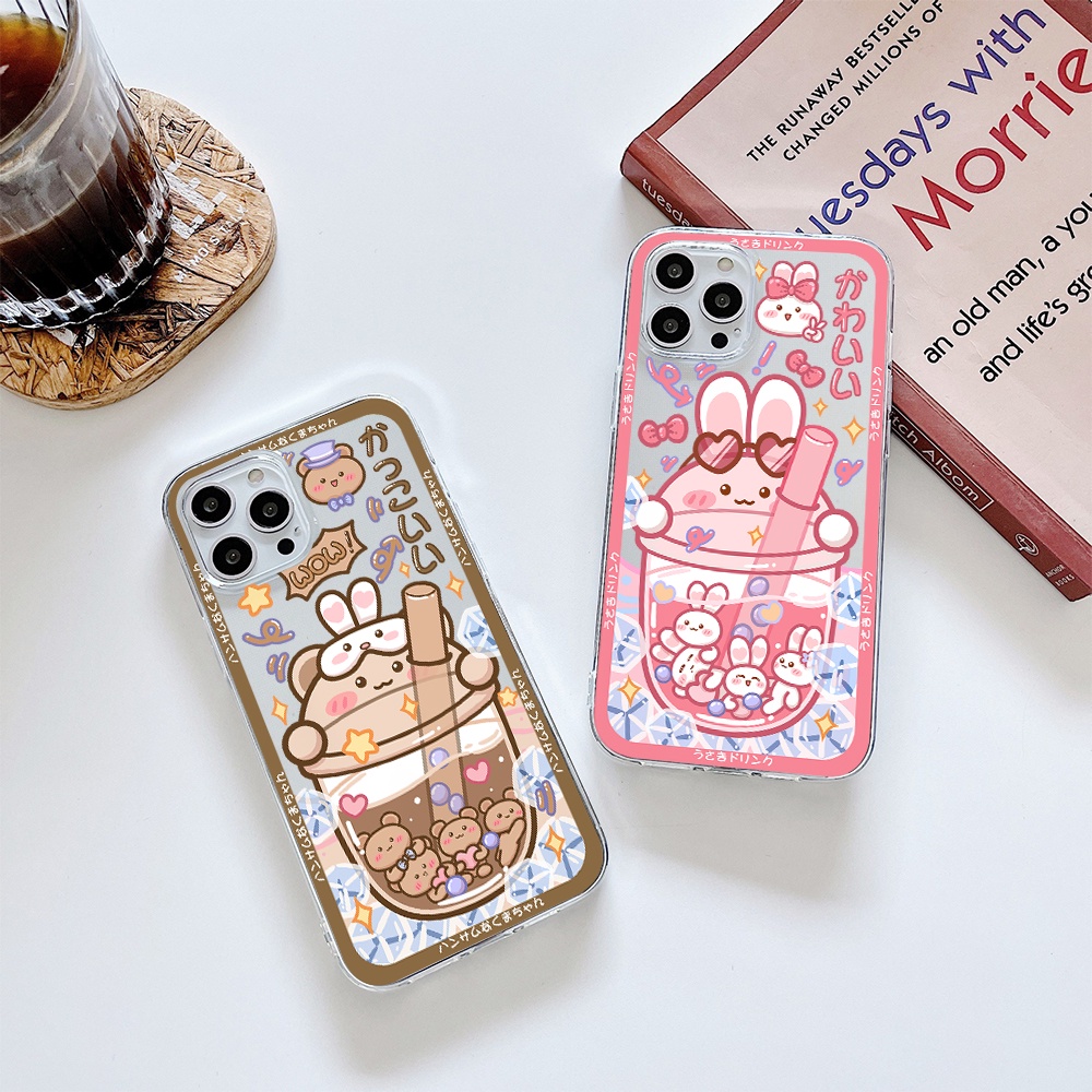 Ốp Điện Thoại Hình Gấu Và Thỏ Cho iphone 11 pro max 12 pro max 13 pro max mini iphone 6 7 iphone 8 iphone 6 7plus iphone se 2020 iphone x xs xr 5 4