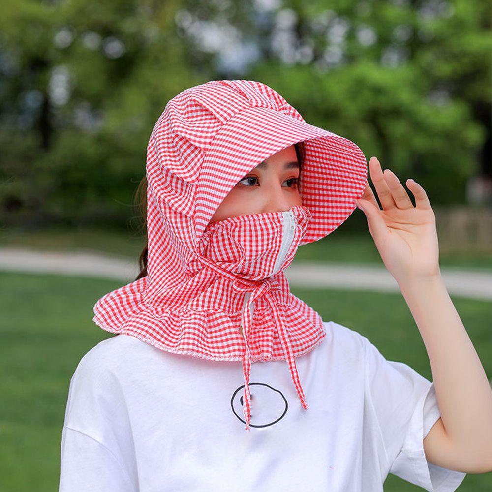 Mũ Bucket Chất Liệu Polyester Cotton Họa Tiết Sọc Caro Phong Cách Hàn Quốc Sự Bảo Vệ