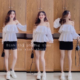 Áo bẹt vai tầng tay dài babydoll - B5U