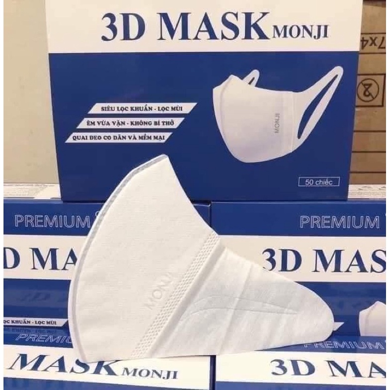 Khẩu trang 3D Mask Monji công nghệ dập Nhật Bản hộp 50 cái thumbnail
