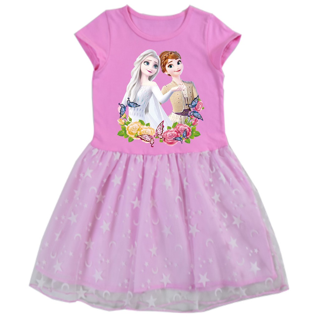 Váy cho bé gái in hình công chúa Elsa và Anna siêu dễ thương mặc đi học, đi chơi