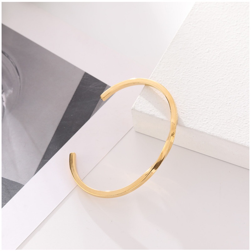 Vòng Tay Cuff Nam Nữ Unisex Dạng Xoắn Titan Ko Han Rỉ TT 3976