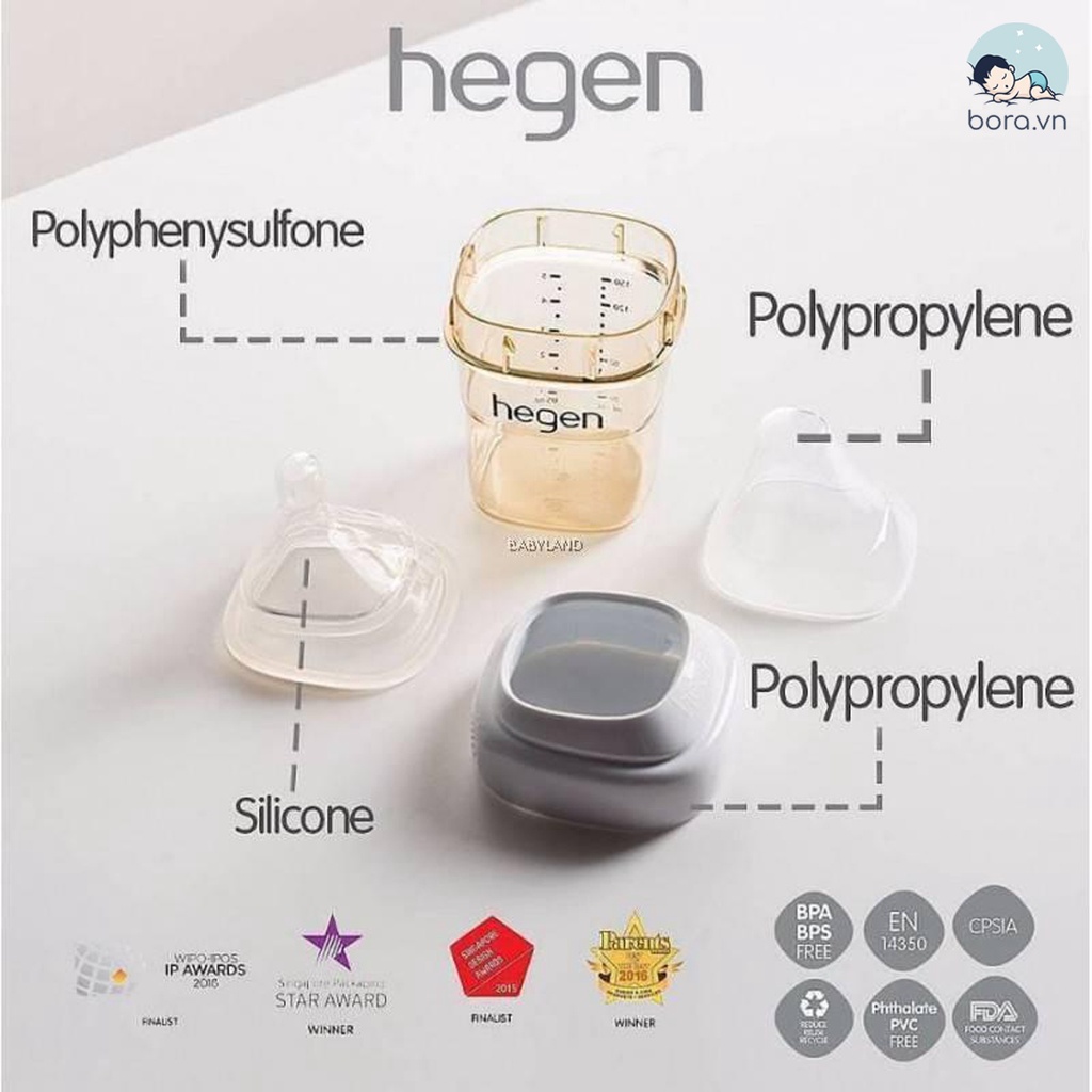 Bình sữa Hegen cao cấp 60ml 150ml 240ml 330ml, được chọn núm, cam kết chính hãng