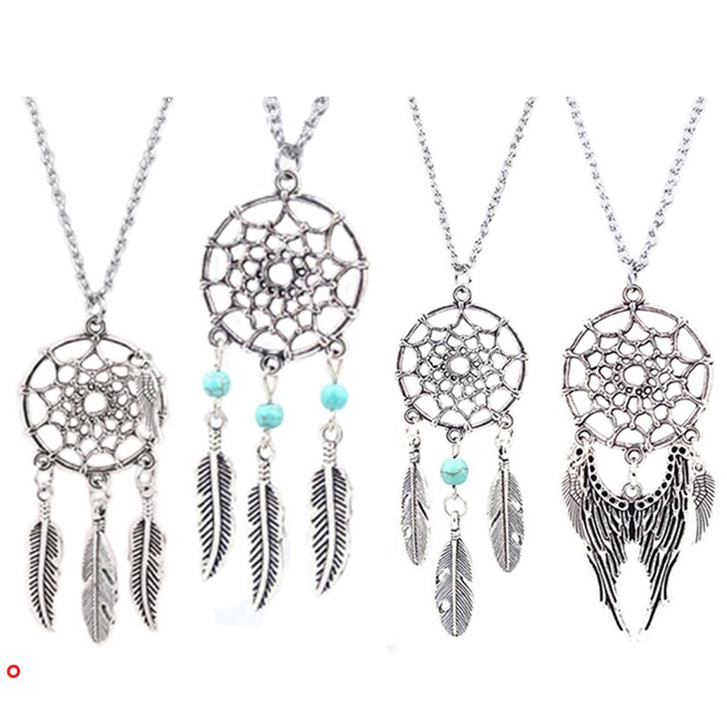 Vòng cổ mặt Dreamcatcher đính lông vũ