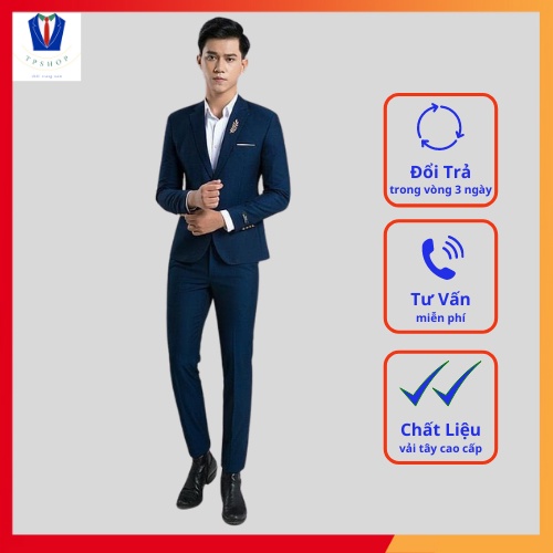 Bộ vest nam cao cấp nhiều màu 1 khuy full size [Áo vest + Quần]