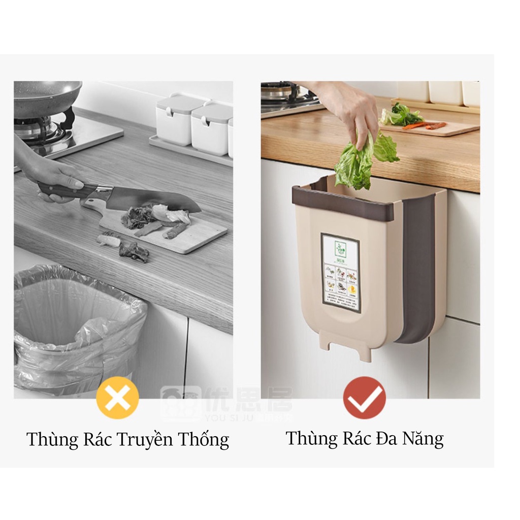 Thùng Rác Đa Năng Treo Cửa Bếp Cửa Tủ Tiện Lợi, Thùng Rác Thông Minh Dễ Dàng Gấp Gọn