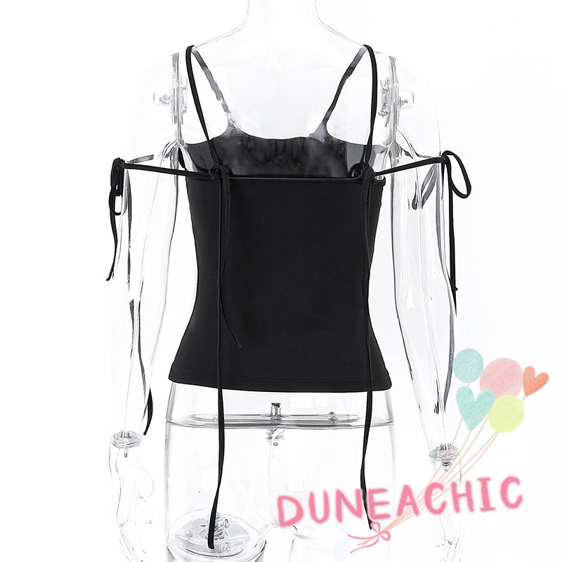 DUNEA Áo Tank Top Sát Nách Màu Trơn Thiết Kế Hở Lưng Quyến Rũ