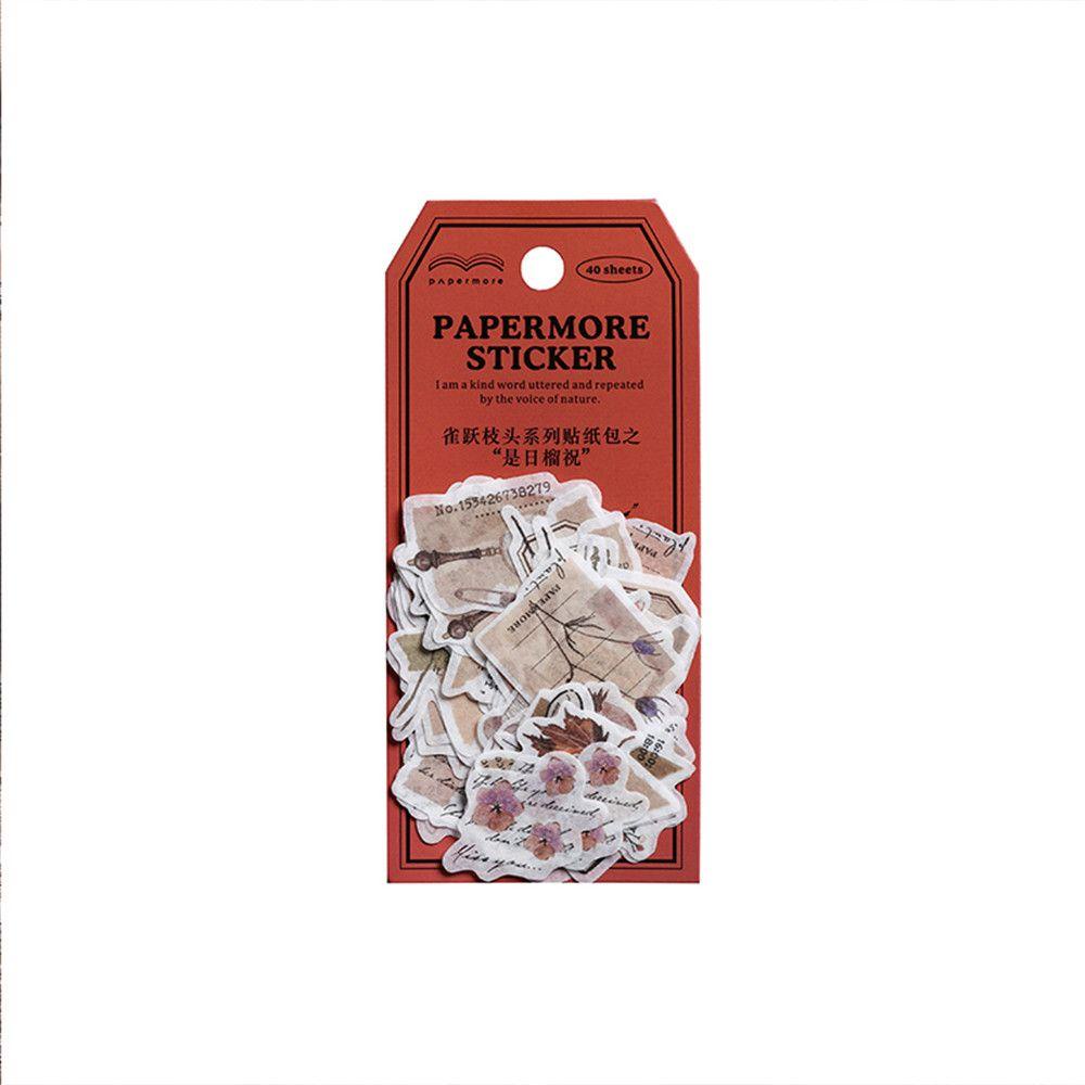 Set 40 Miếng Dán Trang Trí Sổ Tay Phong Cách Retro