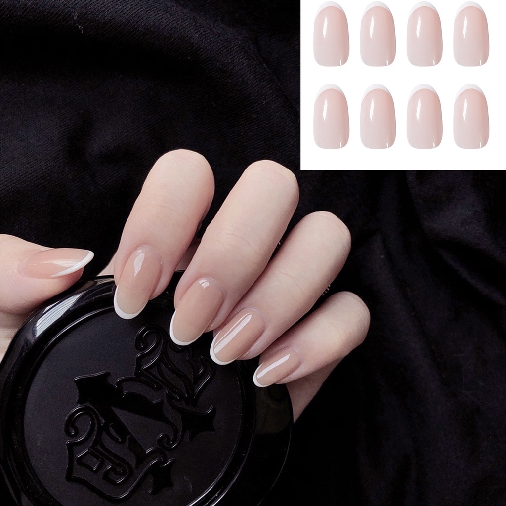 [Hàng mới về] Hộp 24 móng tay giả đầu tròn màu hồng thiết kế thời trang dành cho nữ