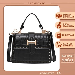 Túi xách nữ túi đeo chéo đẹp quai xách viền đinh công sở da cao cấp TAOMICMIC MSP066