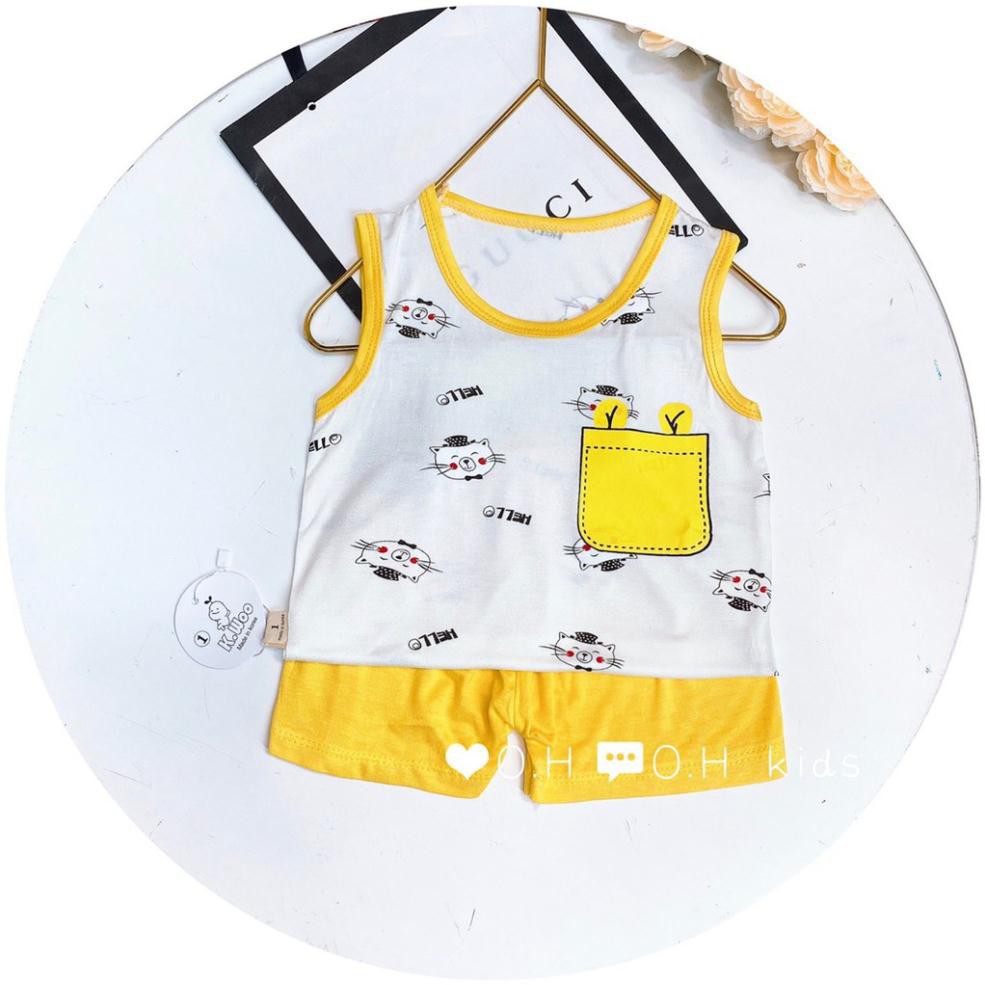 Bộ sát nách thun lạnh túi zip hình túi cho bé