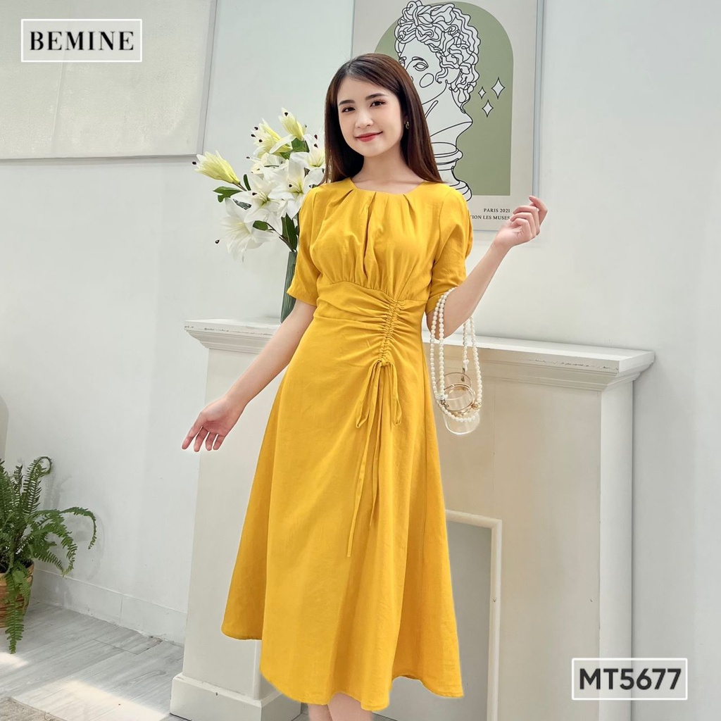 Đầm rút eo cổ tròn BEMINE MT5677