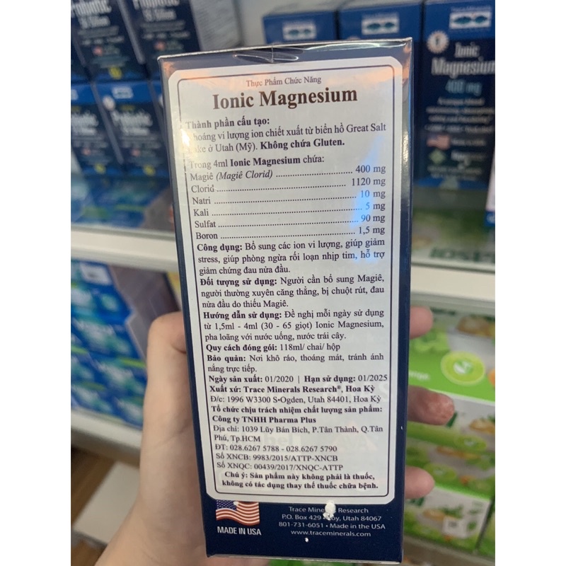 Ionic Magnesium 400mg - bổ sung magnesium Dạng Lỏng Chai 118ml