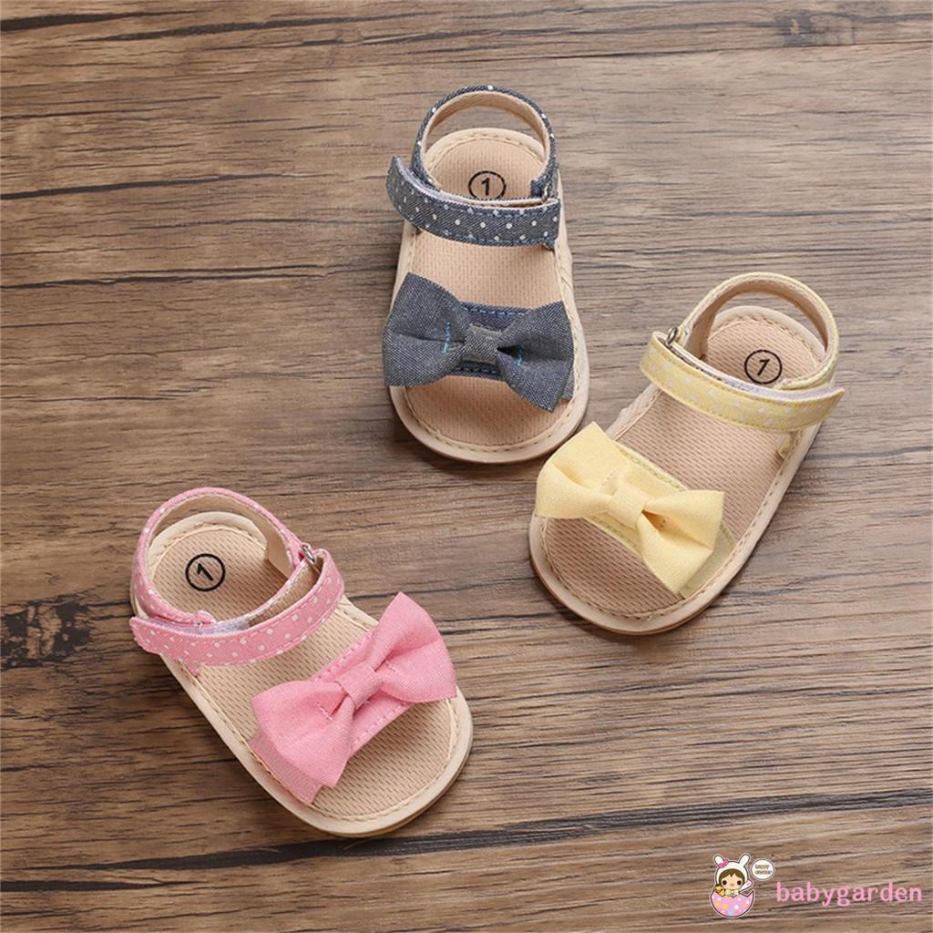 Xăng đan Đế Mềm Chống Trượt Đính Nơ Họa Tiết Chấm Bi Xinh Xắn Cho Bé Gái