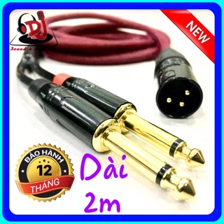 Dây Jack chia canon đực ra 2 đầu Jack 6 ly thẳng dài 2m