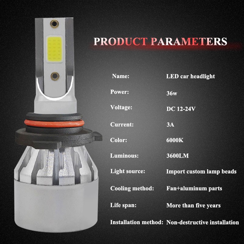 Bộ 2 bóng đèn pha xe hơi Kevanly H4 36W 36000LM 6000K