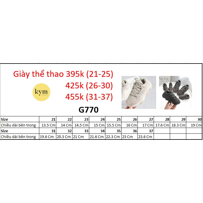 Giày thể thao TT1 Quai dán cho bé G770