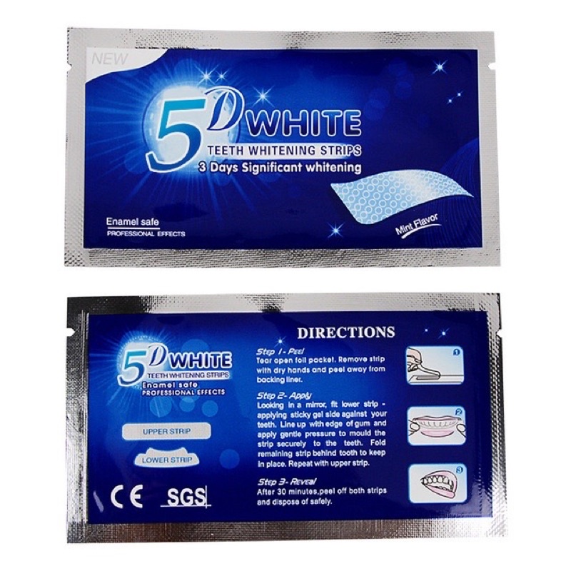 Miếng dán trắng răng 5D White Teeth Whitening Strips Hộp 7 tờ 14 miếng