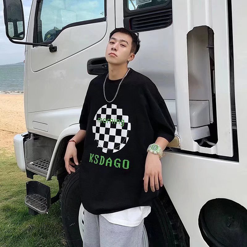 Áo Thun Tay Ngắn Dáng Rộng In Chữ Phong Cách Hồng Kông Thời Trang Mùa Hè Thoải Mái Cho Nam Và Nữ