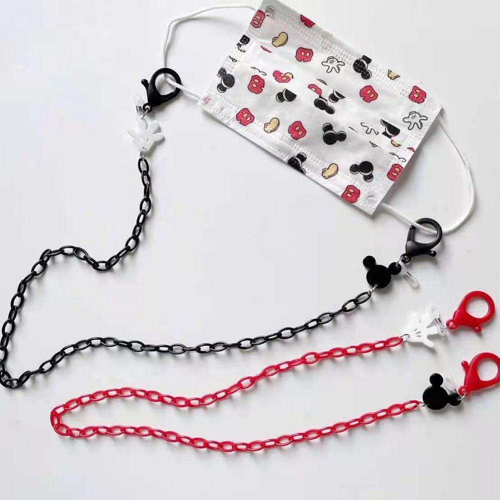 Dây Xích Acrylic Màu Đen Đeo Mắt Kính Hình Chuột Mickey Bảo Vệ Mắt Kính