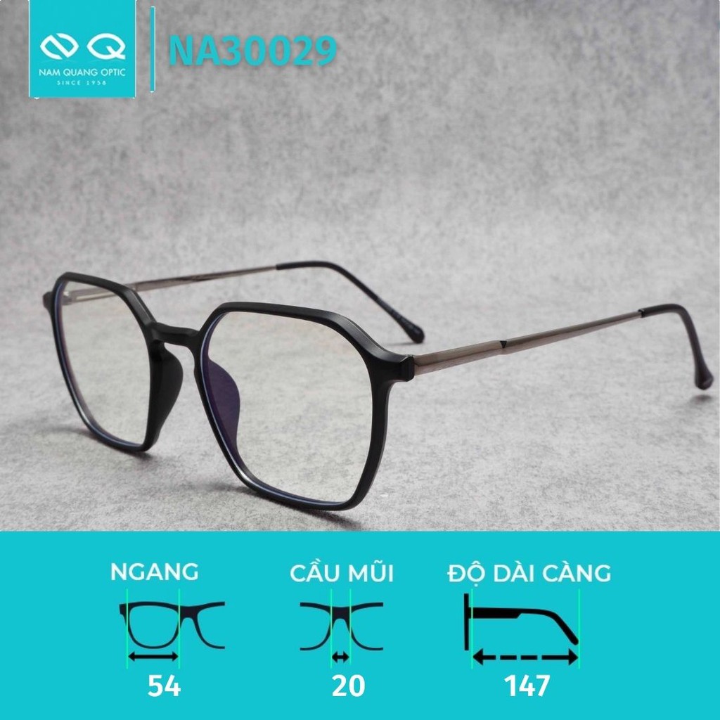 Kính Giả Cận Chống Ánh Sáng Xanh, Gọng Kính Cận Nam Nữ Dáng Nhỏ Khung Dày Không Độ Hàn Quốc Na30029 - NAM QUANG